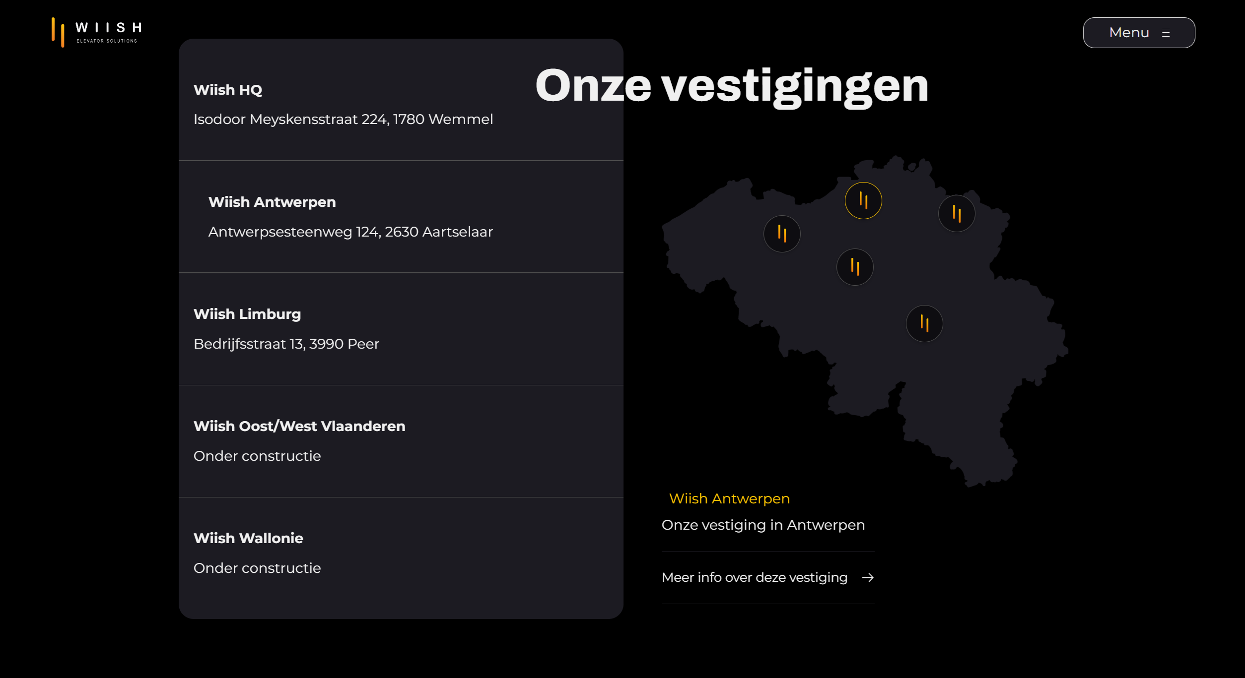Wiish Elevator Solutions website